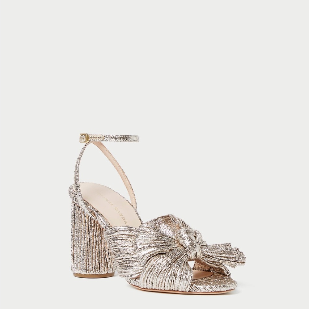 Loeffler Randall Camellia Champagne Pleated Bow Heel